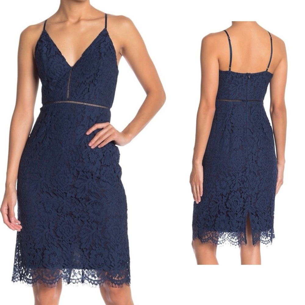 ASTR the Label Lace V-Neck Black Sheath Feminine Cocktail Dress S Dark Romance